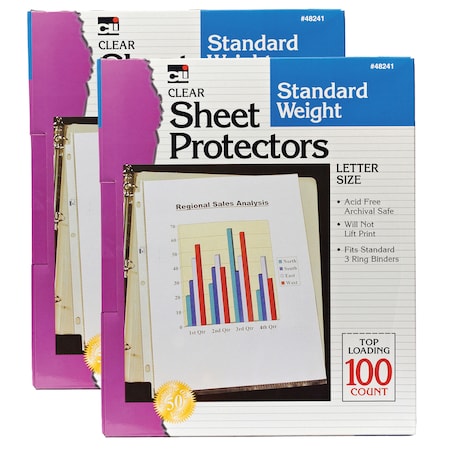 Charles Leonard Sheet Protectors, Standard Weight, Clear, PK200 48241